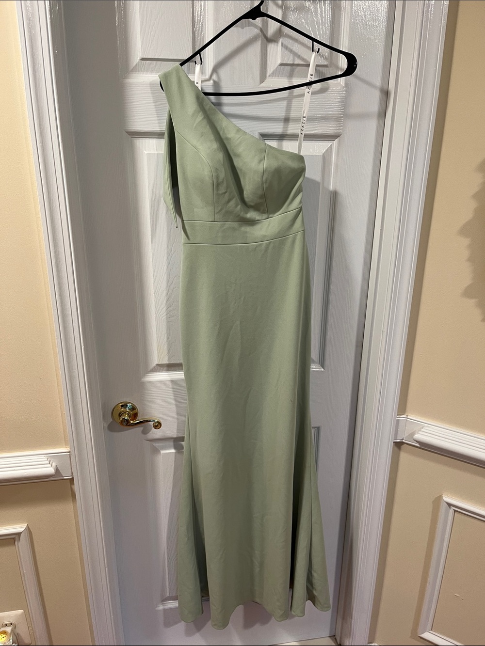Azazie One-Shoulder Light Sage Green Gown
